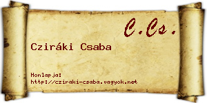 Cziráki Csaba névjegykártya
