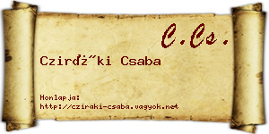 Cziráki Csaba névjegykártya